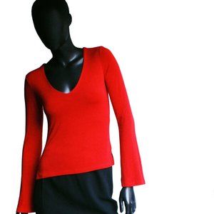 Long Sleeve Red Top/ Bell Sleeves Size S